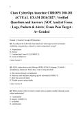 Cisco CyberOps Associate CBROPS 200-201 ACTUAL  EXAM 2026&sol;2027 &vert; Verified Questions and Answers &vert; SOC Analyst Focus - Logs&comma; Packets & Alerts &vert; Exam Pass Target - A&plus; Graded
