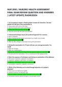NUR 2092 &sol; NUR2092 HEALTH ASSESSMENT FINAL EXAM REVIEW QUESTION AND ANSWERS &vert; LATEST UPDATE&vert; RASMUSSEN