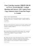 Cisco CyberOps Associate CBROPS 200-201 ACTUAL  EXAM 2026&sol;2027 &vert; Verified Questions and Answers &vert; SOC Analyst Focus - Logs&comma; Packets & Alerts &vert; Exam Pass Target - A&plus; Graded