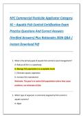 NYC Commercial Pesticide Applicator Category  5C &ndash; Aquatic Fish Control Certification Exam  Practice Questions And Correct Answers  &lpar;Verified Answers&rpar; Plus Rationales 2026 Q&A &vert;  Instant Download Pdf