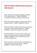 ABC Prosthetics Written Exam questions with answers