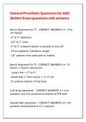 General Prosthetic Questions for ABC Written Exam questions with answers
