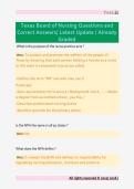 Texas Board of Nursing Questions and  Correct Answers&sol; Latest Update &sol; Already  Graded 