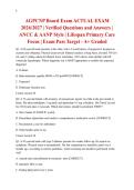 AGPCNP Board Exam ACTUAL EXAM 2026&sol;2027 &vert; Verified Questions and Answers &vert; ANCC & AANP Style &vert; Lifespan Primary Care Focus &vert; Exam Pass Target - A&plus; Graded