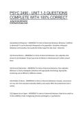 PSYC 2490 - UNIT 1-3 QUESTIONS COMPLETE WITH 100&percnt; CORRECT ANSWERS