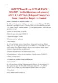 AGPCNP Board Exam ACTUAL EXAM 2026&sol;2027 &vert; Verified Questions and Answers &vert; ANCC & AANP Style &vert; Lifespan Primary Care Focus &vert; Exam Pass Target - A&plus; Graded