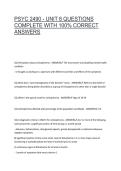 PSYC 2490 - UNIT 8 QUESTIONS COMPLETE WITH 100&percnt; CORRECT ANSWERS