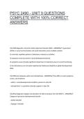 PSYC 2490 - UNIT 9 QUESTIONS COMPLETE WITH 100&percnt; CORRECT ANSWERS