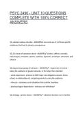 PSYC 2490 - UNIT 10 QUESTIONS COMPLETE WITH 100&percnt; CORRECT ANSWERS