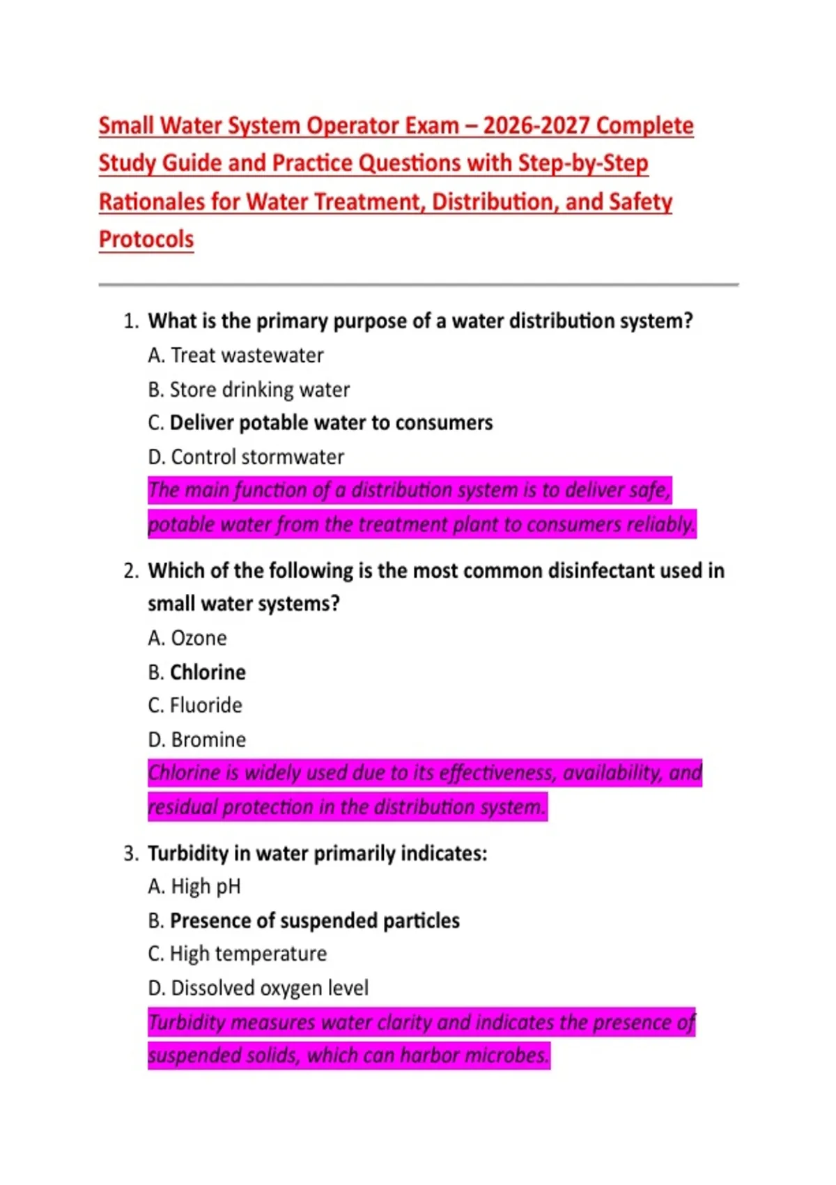 Small Water System Operator Exam – Complete Study Guide and Practice ...