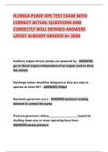 FLORIDA PUMP OPS TEST EXAM WITH CORRECT ACTUAL QUESTIONS AND CORRECTLY WELL DEFINED ANSWERS LATEST ALREADY GRADED A&plus; 2026