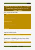 Clinical Neuroscience&colon; Exam 2 Questions  and Correct Answers&sol; Latest Update &sol;  Already Graded 
