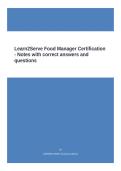 Learn2Serve Food Manager Certification - Notes with correct answers and questions