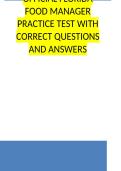 OFFICIAL FLORIDA FOOD MANAGER PRACTICE TEST WITH CORRECT QUESTIONS AND ANSWERS