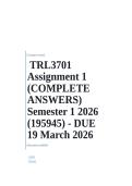 Exam &lpar;elaborations&rpar; SCL1501 Assignment 1 &lpar;COMPLETE ANSWERS&rpar; Semester 1 2026 - DUE March 2026