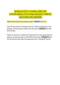 MASSACHUSETTS FUNERAL DIRECTOR   JURISPRUDENCE STATE EXAM 2026&sol;2027 VERIFIED  QUESTIONS AND ANSWERS  