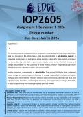 IOP2605 Assignment 1 &lpar;ANSWERS&rpar; Semester 1 2026 - DISTINCTION GUARANTEED
