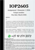 IOP2605 Assignment 1 &lpar;COMPLETE ANSWERS&rpar; Semester 1 2026 - DUE  March 2026 