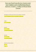 &colon; NURS 323 Final Exam Review &ndash; College of Mount Saint Vincent &lpar;2026&ndash;2027&rpar; &vert; Verified Questions & Answers &lpar;Grade A&rpar;