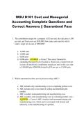 WGU D101 Cost and Managerial  Accounting Complete Questions and  Correct Answers &vert;&vert; Guaranteed Pass 