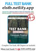 Corporate Finance&colon; Core Principles and Applications &lpar;7th Edition&rpar; &ndash; Test Bank &vert; Ross&comma; Westerfield & Jordan &vert; Full Chapter Exam Preparation Resource