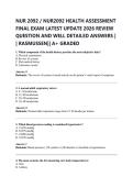 NUR 2092 &sol; NUR2092 HEALTH ASSESSMENT  FINAL EXAM LATEST UPDATE 2026 REVIEW  QUESTION AND WELL DETAILED ANSWERS &vert;  &vert; RASMUSSEN&vert;&vert; A&plus; GRADED 