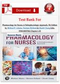 Test Bank For Pharmacology for Nurses&colon; A Pathophysiologic Approach&comma; 7th Edition by Michael P&period; Adams&comma; Norman Holland & Shanti Chang Isbn- 9780138097042 Chapter 1-50
