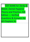 TEST BANK for Darby & Walsh&colon; Dental Hygiene&colon; Theory and Practice&comma; 5th Edition &mdash; Verified Questions & Answers for All Chapters A&plus;