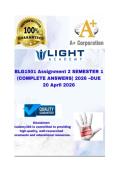 BLG1501  Assignment 2 SEMESTER 1 &lpar;COMPLETE ANSWERS&rpar; 2026 &ndash;DUE 20 April  2026&semi;100&percnt; trusted &comma;comprehensive and complete reliable solution with clear explanation&period;