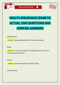 HEALTH INSURANCE &lpar;EXAM FX&rpar; ACTUAL 2026 QUESTIONS AND VERIFIED ANSWERS
