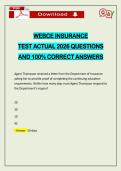 WEBCE INSURANCE TEST ACTUAL 2026 QUESTIONS AND 100&percnt; CORRECT ANSWERS
