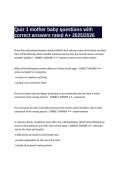Quiz 1 mother baby questions with correct answers rated A&plus; 2025&sol;2026
