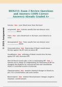 BIOS255&colon; Exam 2 Review Questions  and Answers &lpar;100&percnt; Correct  Answers&rpar; Already Graded A&plus; 