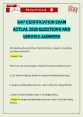 SAP CERTIFICATION EXAM ACTUAL 2026 QUESTIONS AND VERIFIED ANSWERS