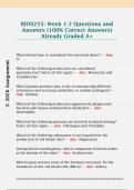 BIOS255&colon; Week 1-2 Questions and  Answers &lpar;100&percnt; Correct Answers&rpar;  Already Graded A&plus;