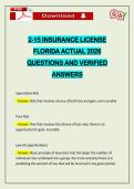 2-15 INSURANCE LICENSE FLORIDA ACTUAL 2026 QUESTIONS AND VERIFIED ANSWERS