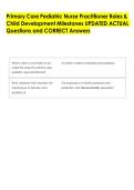 Primary Care Pediatric Nurse Practitioner Roles &  Child Development Milestones UPDATED ACTUAL  Questions and CORRECT Answers 