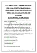 EXCEL CRASH COURSE EXAM FROM WALL STREET PREP - WALL STREET PREP QUESTIONS AND ANSWERS UPDATED 2025 &vert; ASSURED SUCCESS&vert; TOP SCORES MADE SIMPLE &vert; TRUSTED TEST SOLUTIONS&excl; QUALITY CONTENT YOU CAN RELY ON&excl;
