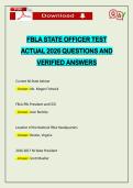 FBLA STATE OFFICER TEST ACTUAL 2026 QUESTIONS AND VERIFIED ANSWERS
