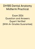 DH105 Dental Anatomy &vert; Midterm Practical Exam Study Guide