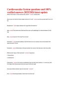 Cardiovascular System questions and 100&percnt;  verified answers 2025&sol;2026 latest update