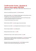 Cardiovascular System - Questions &  Answers latest update 2025&sol;2026 