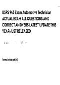 USPS 943 Exam Automotive Technician ACTUAL EXAM ALL QUESTIONS AND CORRECT ANSWERS LATEST UPDATE THIS YEAR-JUST RELEASED