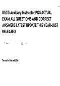 USCG Auxiliary Instructor PQS ACTUAL EXAM ALL QUESTIONS AND CORRECT ANSWERS LATEST UPDATE THIS YEAR-JUST RELEASED