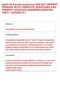 English 102 final exam practice exam 2026-2027 NEWEST  VERSION WITH COMPLETE QUESTIONS AND  CORRECT DETAILED ANSWERSVERIFIED  100&percnt; GRADED A&plus; 