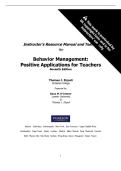 Solutions Manual and Test bank for Behavior Management Positive Applications for Teachers 7th Edition by Thomas J&period; Zirpoli&comma; All Chapters