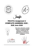 PDU3701 Assignment 2 &lpar;COMPLETE ANSWERS&rpar; 2026 - DUE June 2026&semi; 100&percnt; Correct solutions and explanations&period; 