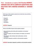 WGU - Introduction to Analytics D491 Practice NEWEST  VERSION 2025 WITH COMPLETE QUESTIONS AND  SOLUTION 100&percnt; VERIFIED ANSWERS A&plus; GRADED  FREE