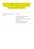 Nurse Coaching Certification Exam with all Correct & 100&percnt; Verified Answers &vert;Latest Version &vert;Already Graded A&plus; 