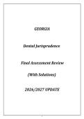 Georgia Dental Jurisprudence Final Assessment Review &vert; 2026&ndash;2027 &vert; Verified Questions with Correct Answers and Rationales
